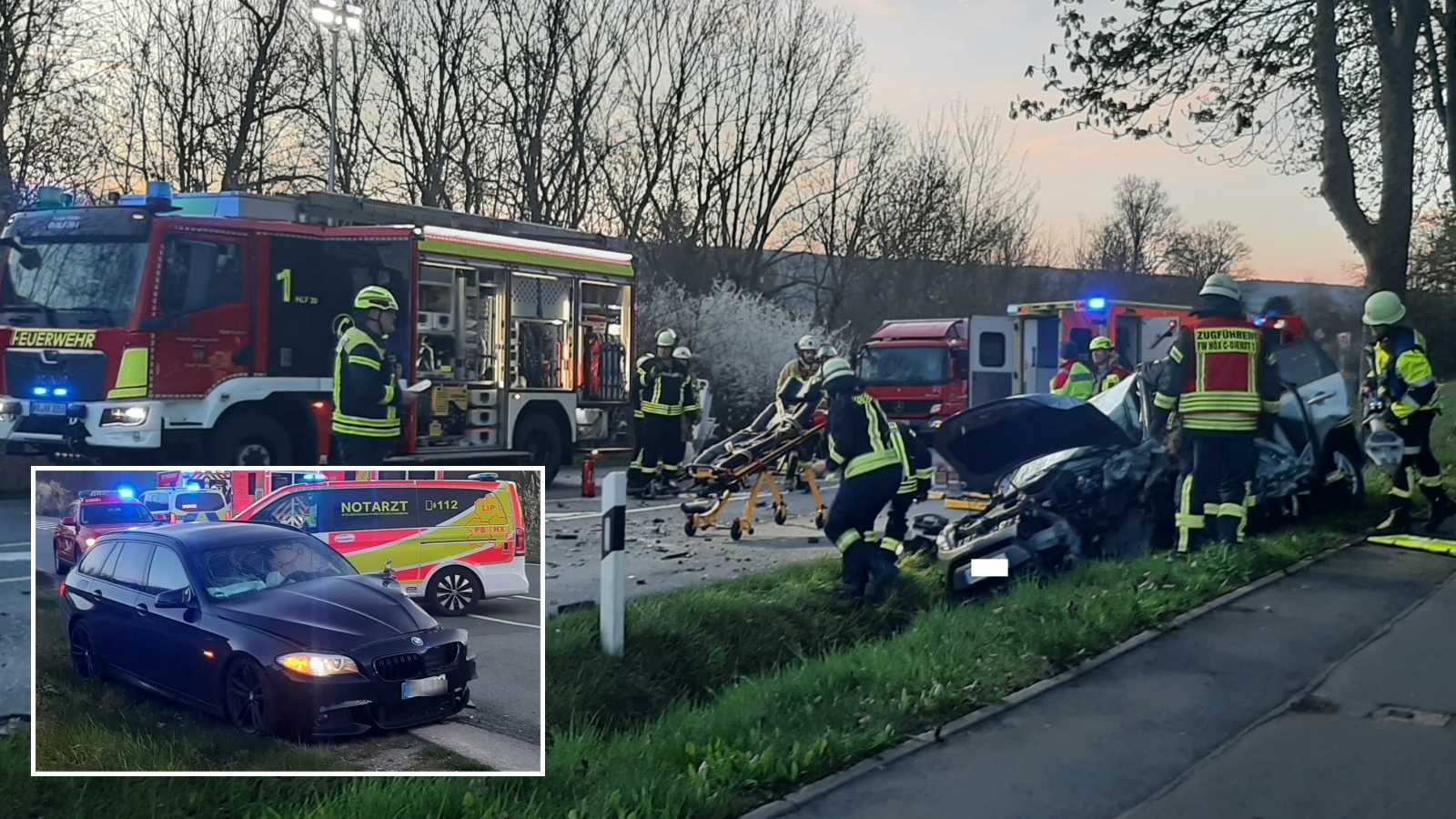 Schwerer Verkehrsunfall auf der B239 bei Höxter mit mehreren Verletzten und einer eingeklemmten Person